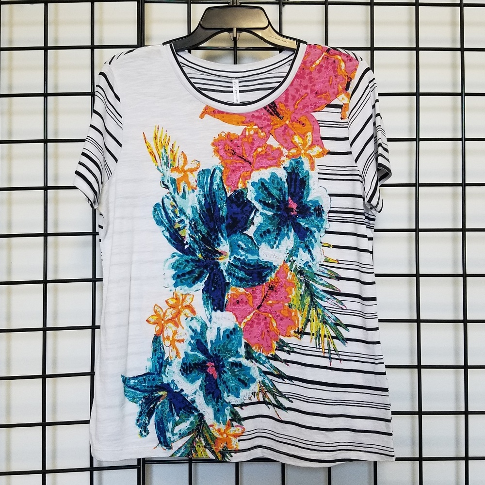 Flower and Stripes Shirt